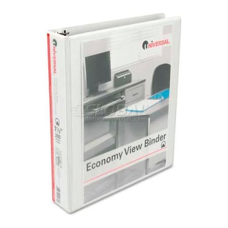 Universal Universal Round Ring Economy Vinyl View Binder, 1-1/2" Capacity, White UNV20972***